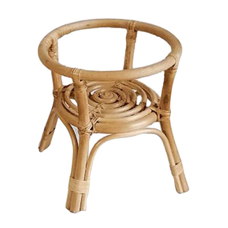 Compact natural rattan plant stand – another view