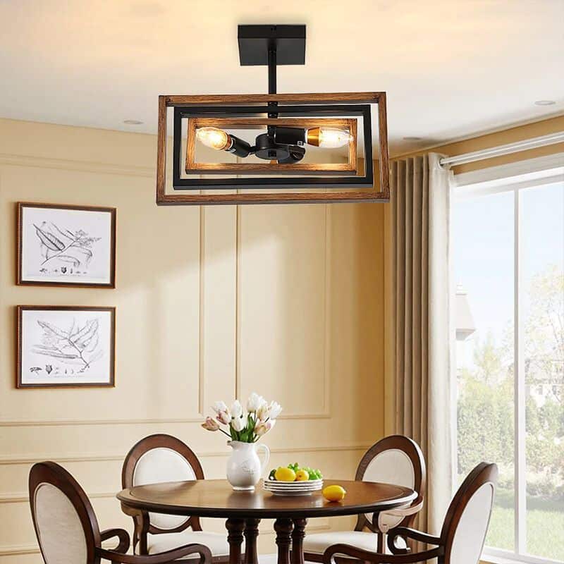Hand-turned sculptural wood pendant light – shown in a room setting (3)
