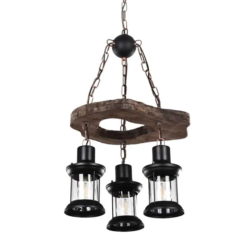 Driftwood branch chandelier with exposed filament bulbs