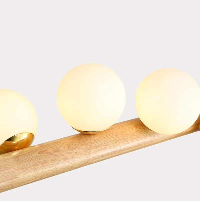 Minimalist concentric wood ring pendant light – close-up detail