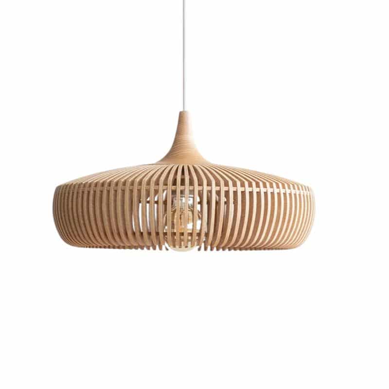 Retro rounded wood pendant light