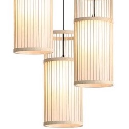 Handmade cylindrical rattan pendant light with a tight weave – another view