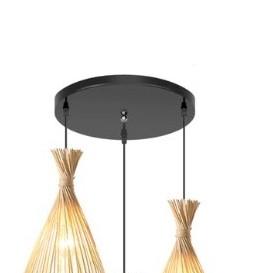 Handwoven triangle rattan pendant light with an angular silhouette – close-up detail