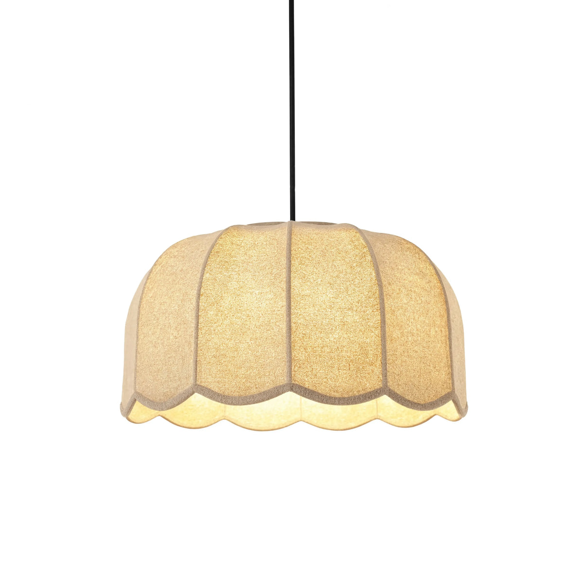 Ischia scalloped ecru fabric pendant light