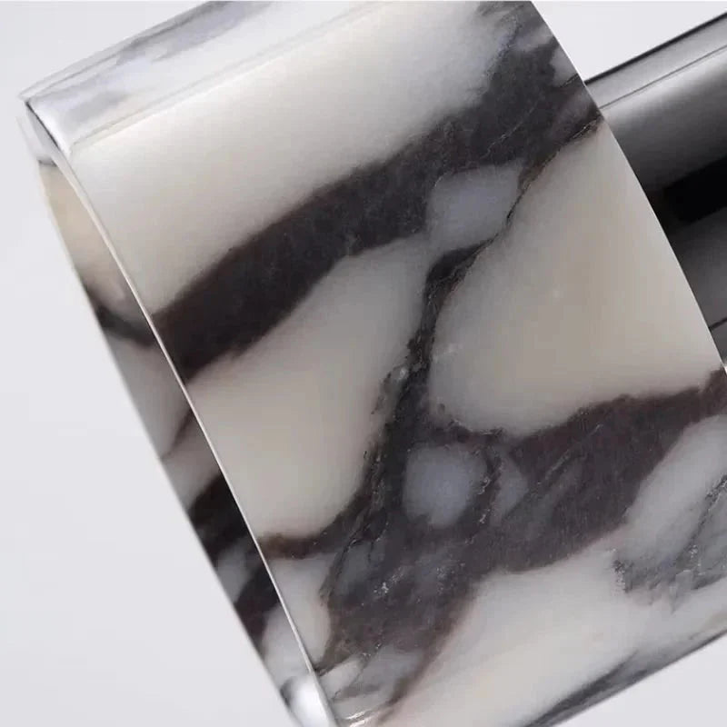 Crotone white marble drum pendant light – close-up detail
