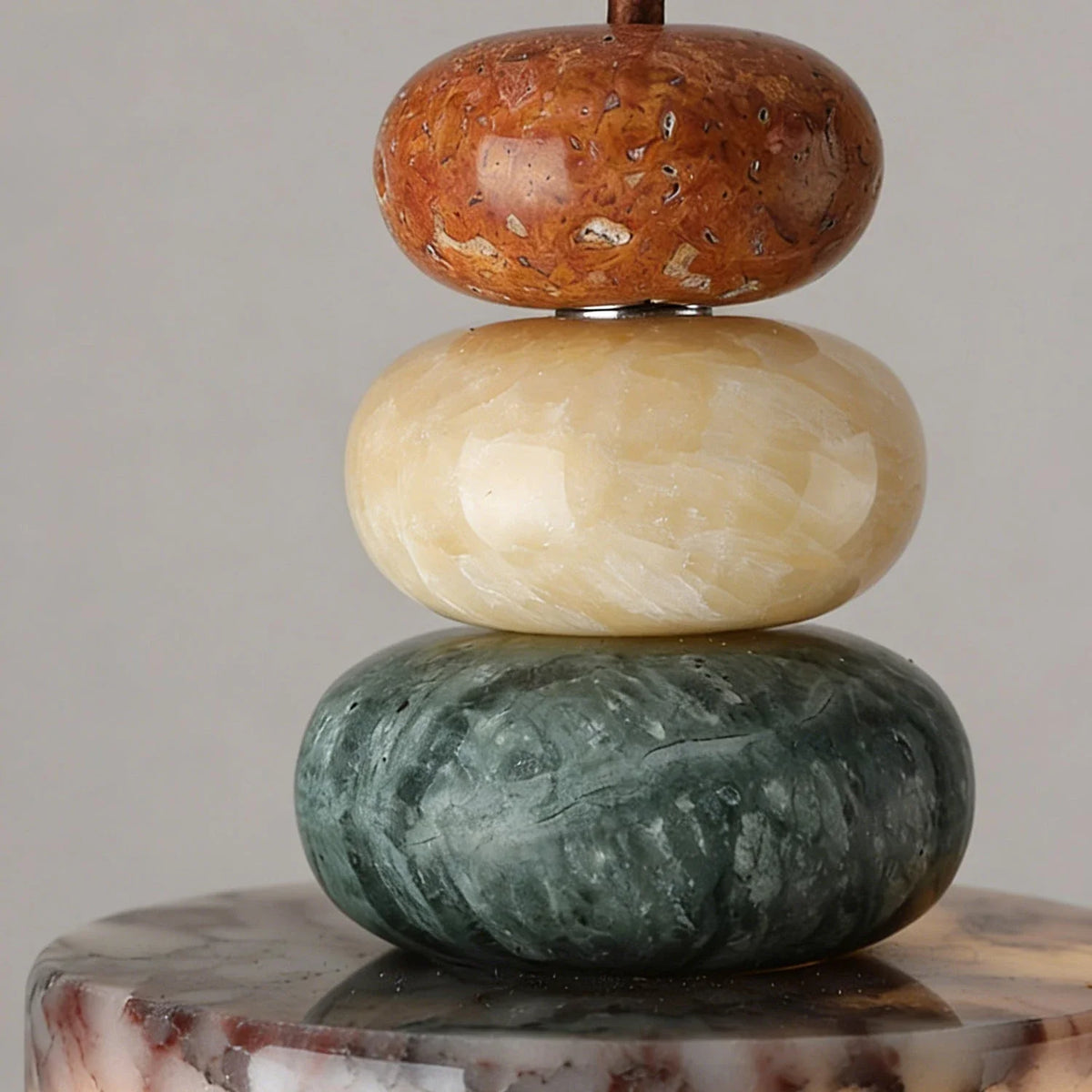 Agrigente stacked stone and marble pendant light – close-up detail (2)