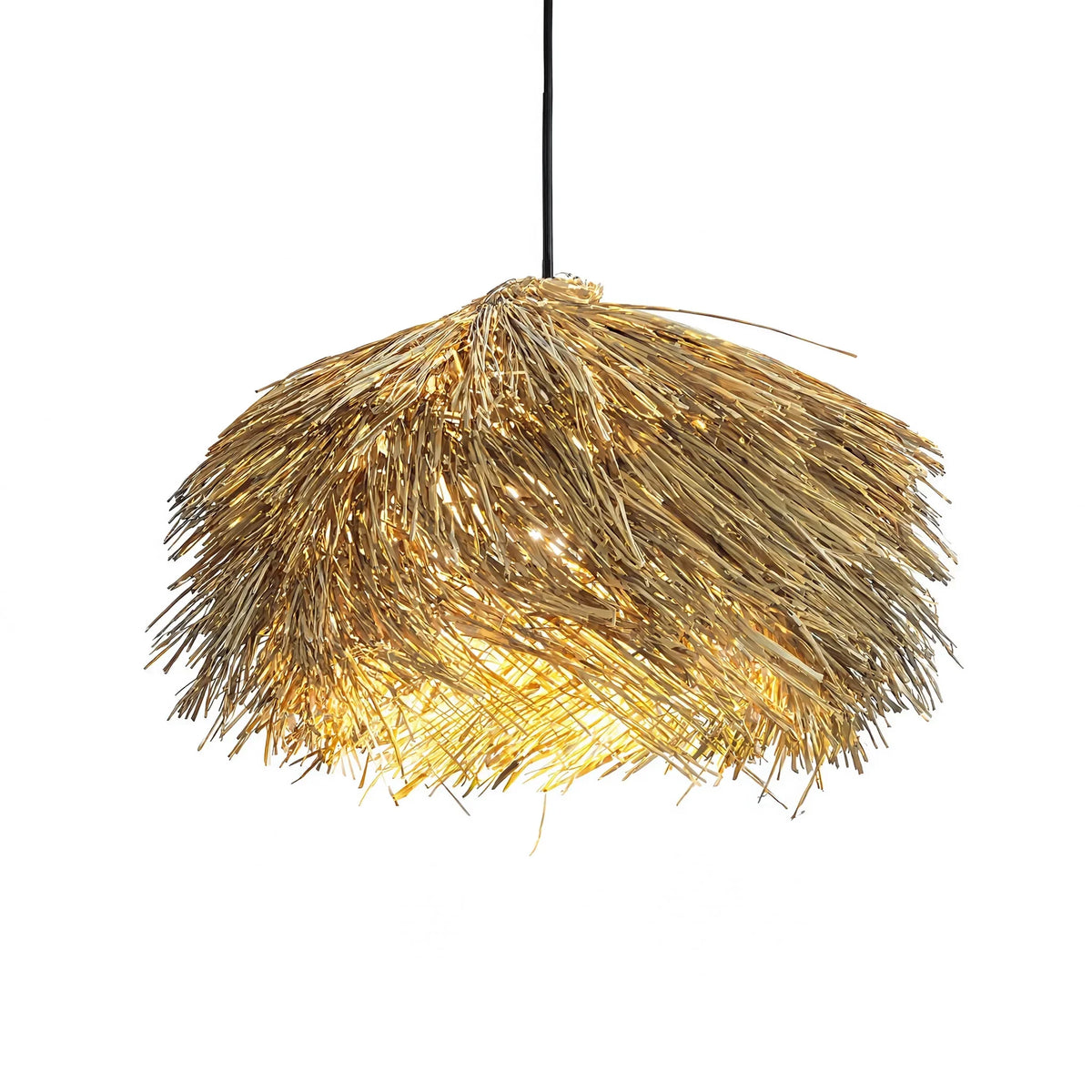 Chios thatched rattan fringe pendant light