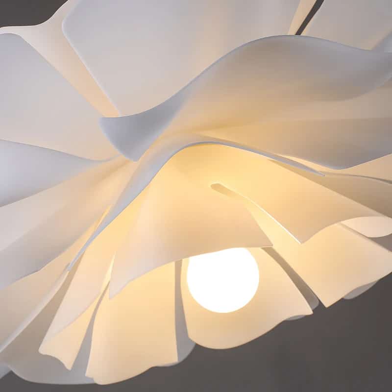 Nordic acrylic petal pendant light with curved slats – close-up detail