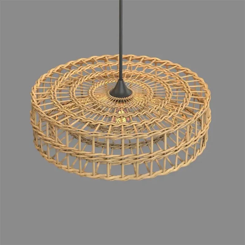 Modern egg-shaped handwoven rattan pendant light – close-up detail