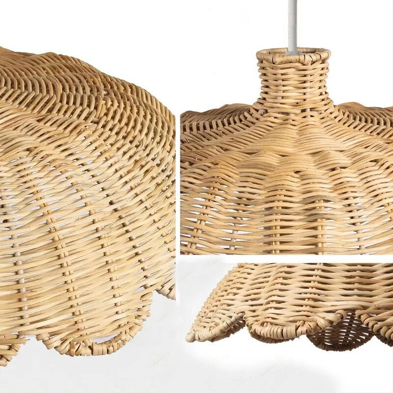 Structured handwoven rattan pendant light – close-up detail