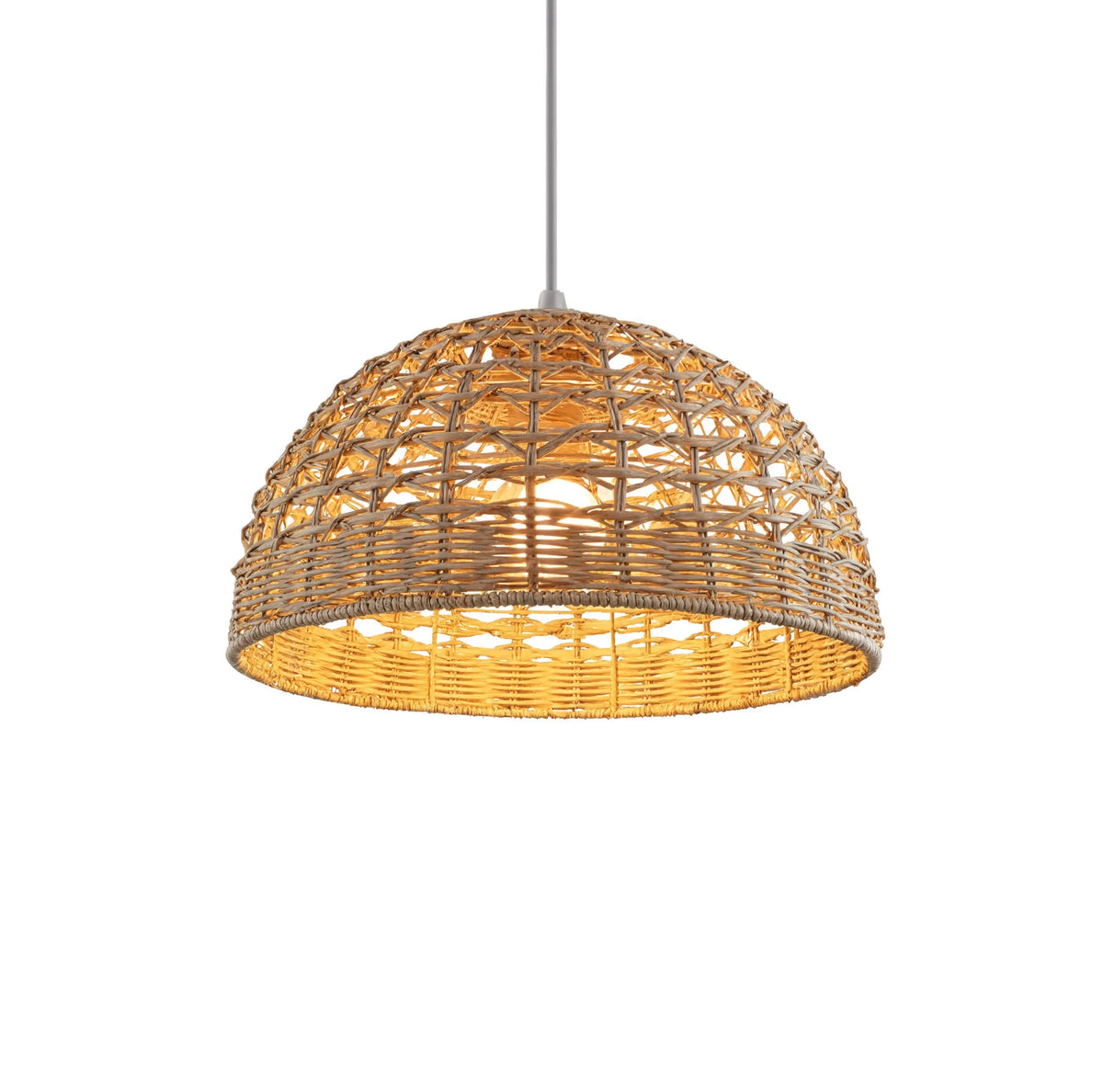 Amorgos open-weave rattan dome pendant light