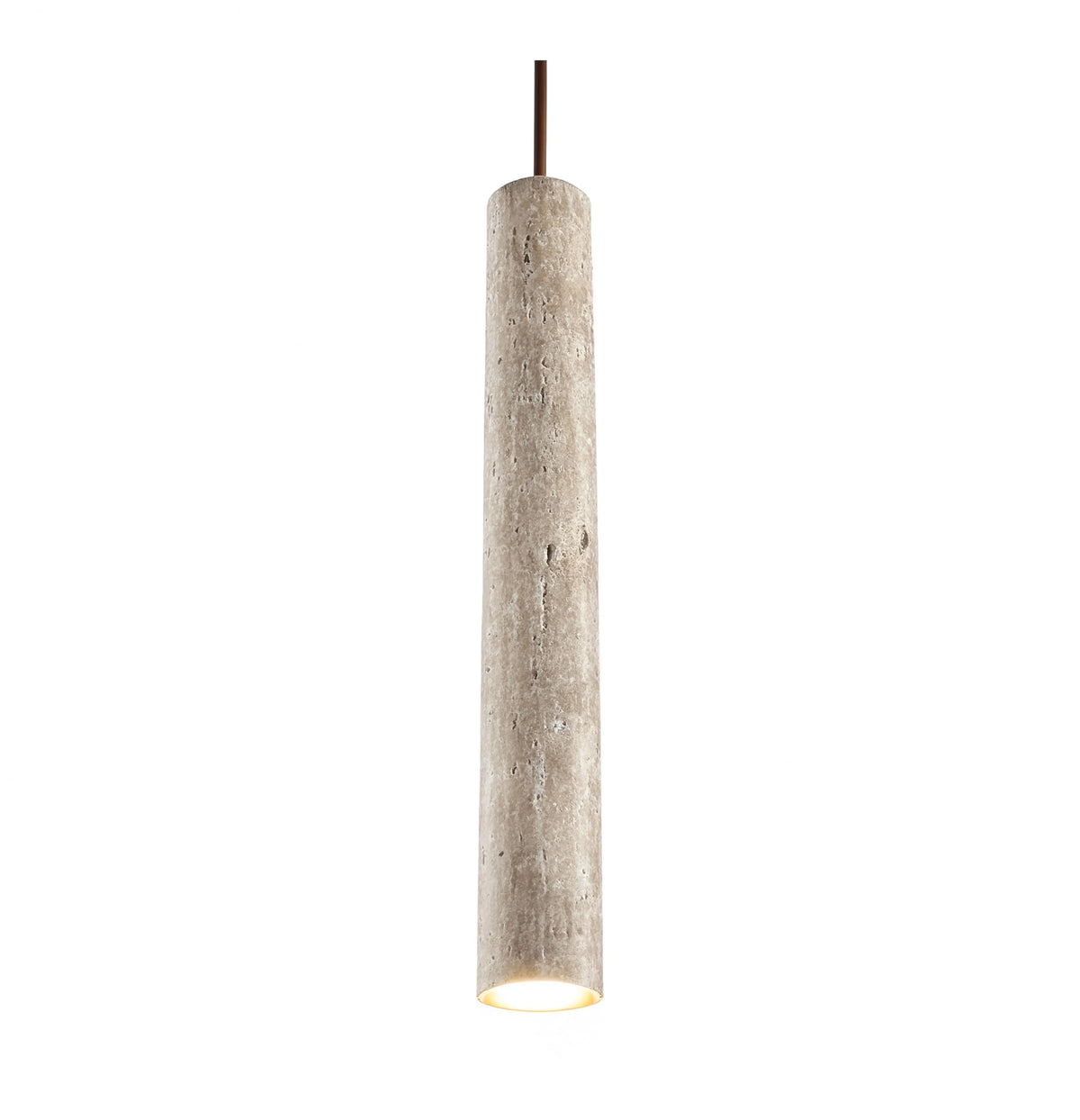 Cumes long travertine tube pendant light