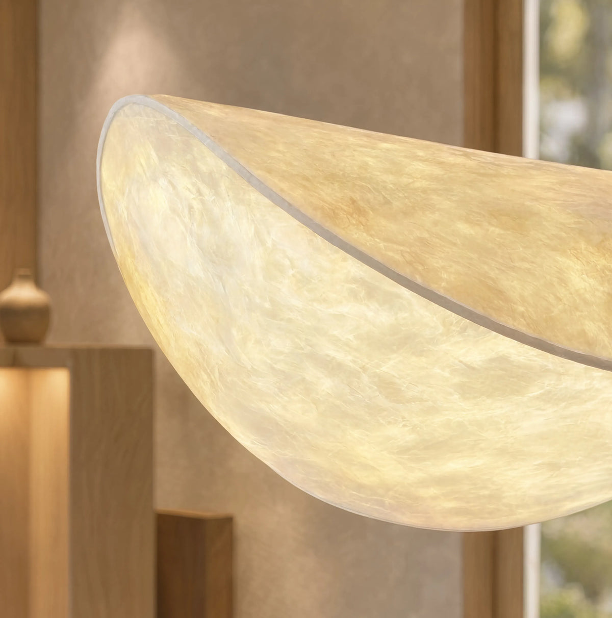 Cythère gold fabric sail pendant light – close-up detail