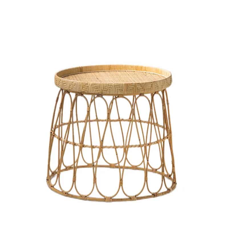 Handwoven wicker coffee table with clean curves