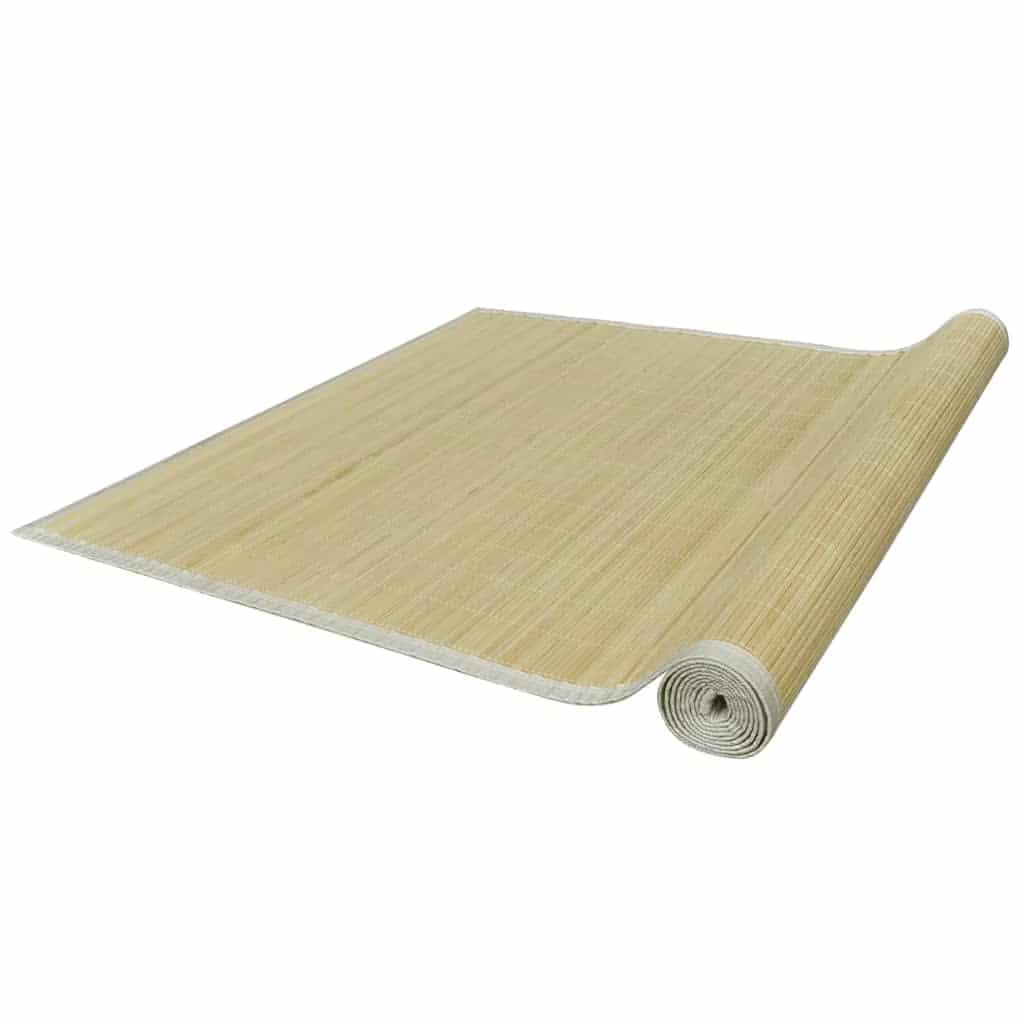 Rectangular beige bamboo slat rug – another view