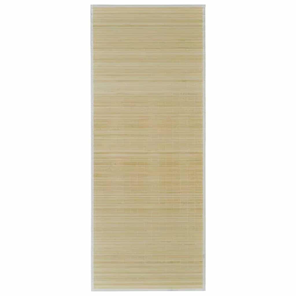 Rectangular beige bamboo slat rug