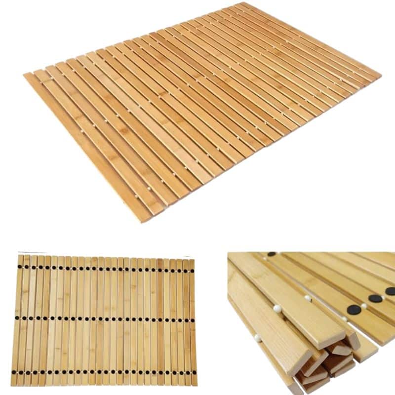Natural bamboo slat rug with a non-slip back – multiple views (3)