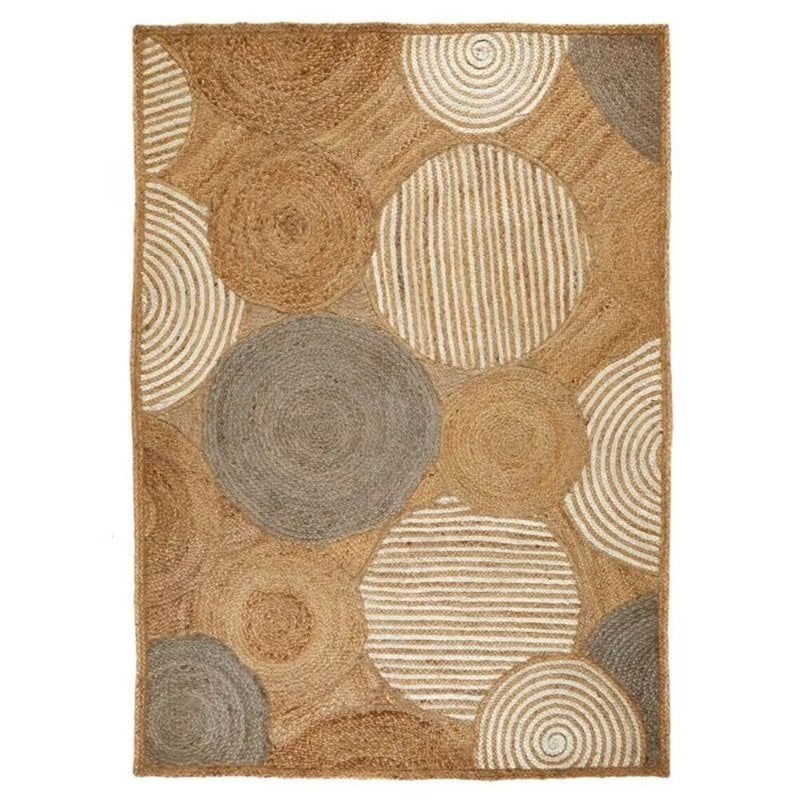 Rectangular herringbone woven natural fiber rug