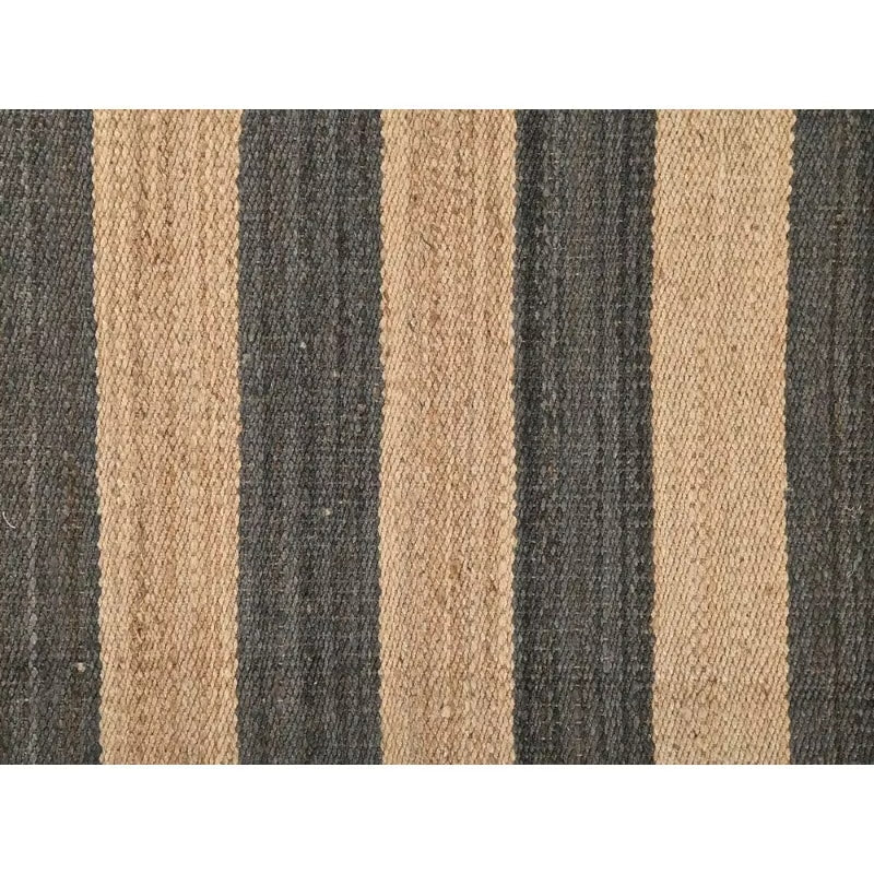 Striped rectangular handwoven wicker rug