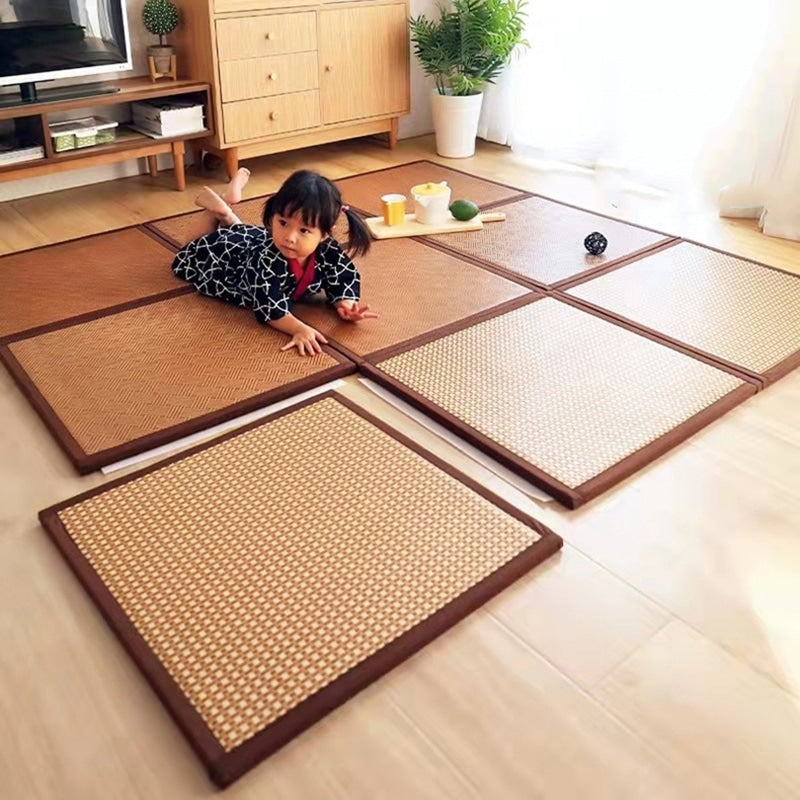 Thick folding Japanese-style rattan mat – shown in a room setting