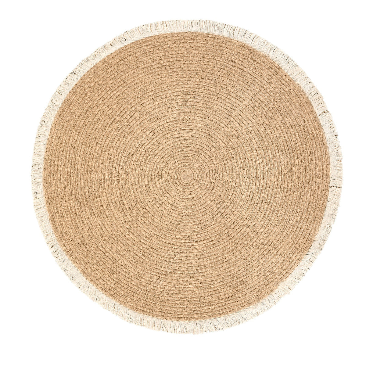 Round two-tone PE rattan rug – another view