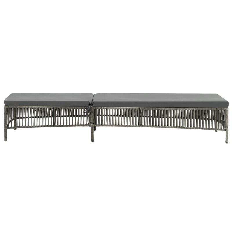 Gray PE rattan sun lounger with a cushion – another view (3)
