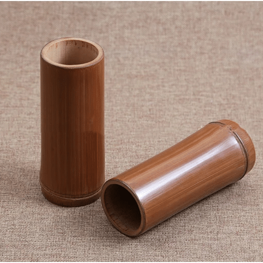 Chinese-inspired handwoven bamboo vase with geometric motifs