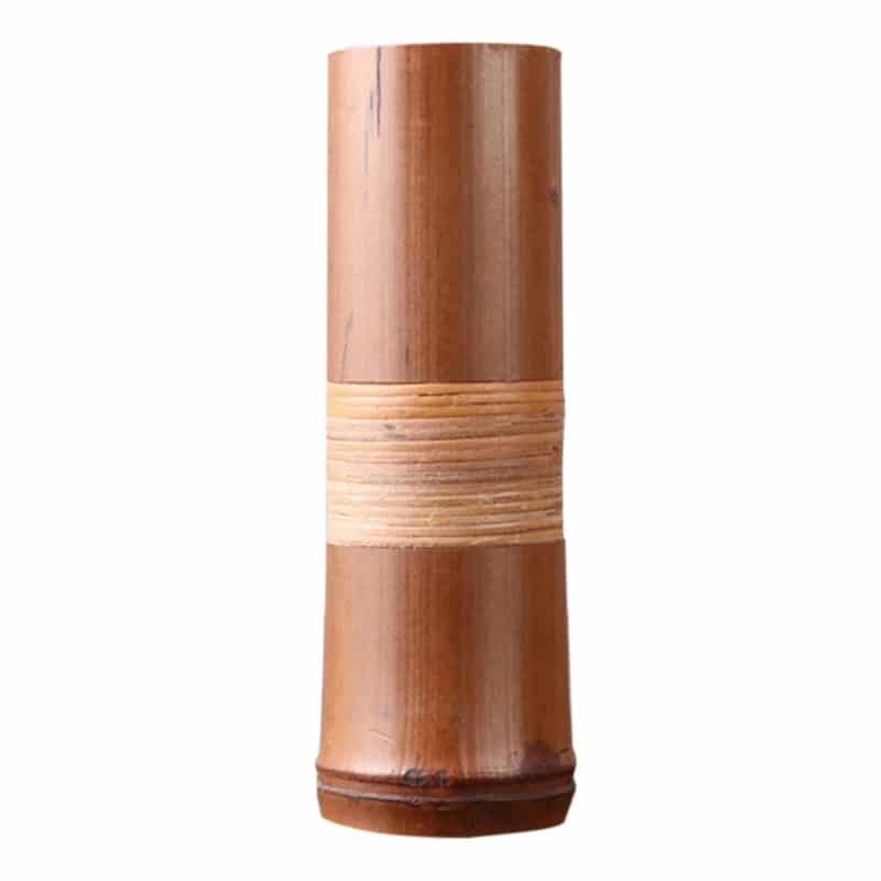 Vintage-style cylindrical bamboo vase