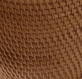 Small woven rattan vase with a narrow neck – close-up detail